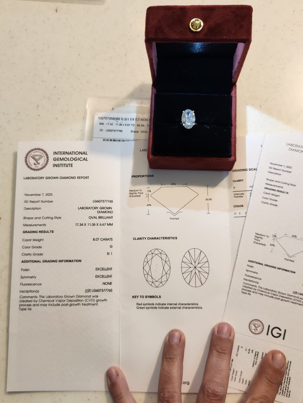 Huge 8.07 Carat IGI Diamond Ring!